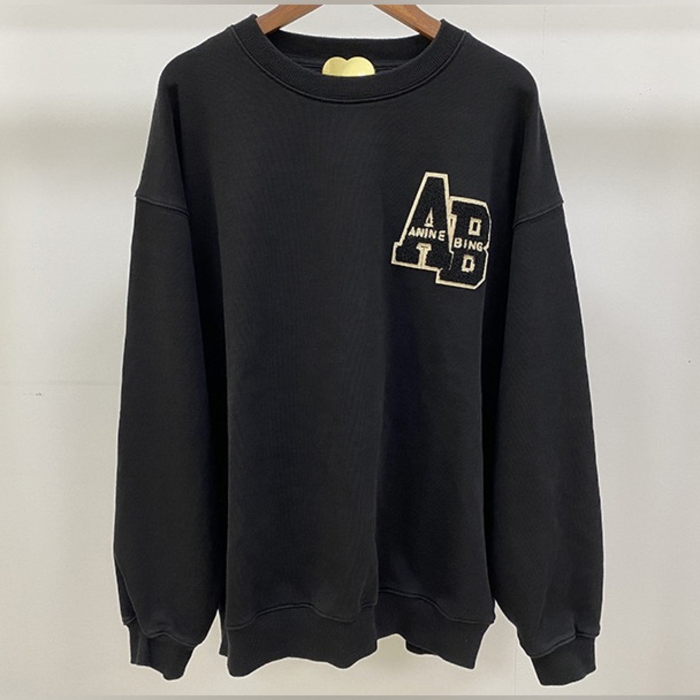 Anine Bing Black Sweatshirt with Cream Logo